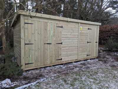 Pent Shed with Double Door, Single Door & Dividing Wall