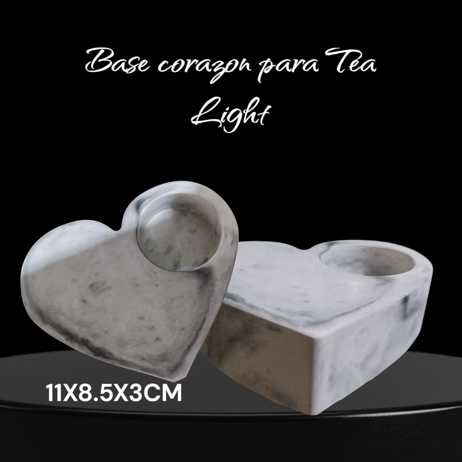 Base de Corazón para tea light. De concreto