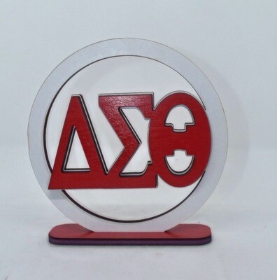 DST Circle Wood Sign with stand
