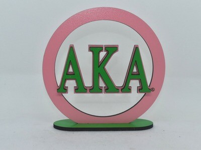 AKA Circle Wood Sign with stand