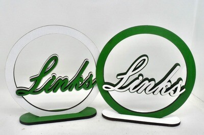 Links Circle Wood Sign with stand