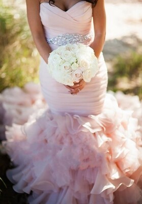 Blush Cascading Mermaid Wedding Dress