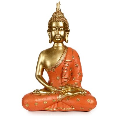 Decorative Thai Buddha Figurine - Gold & Orange Enlightenment BUD368
