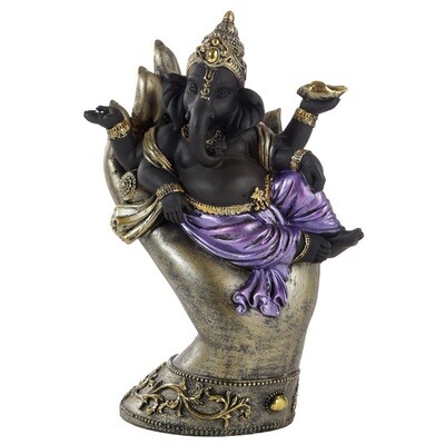 Decorative Purple, Gold & Black Ganesh - Lying in Hand GAN14