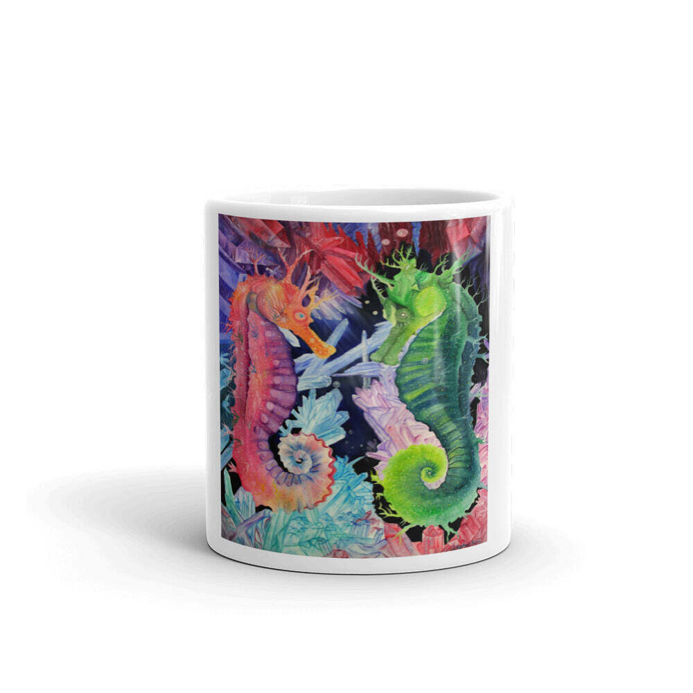 Crystal Seahorse White glossy mug