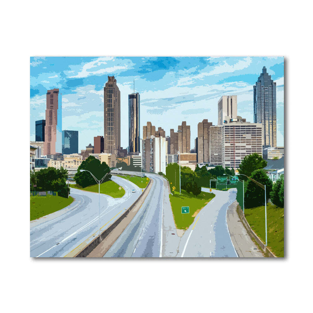 Atlanta Georgia Skyline and Highway Paint By Number Painting Set