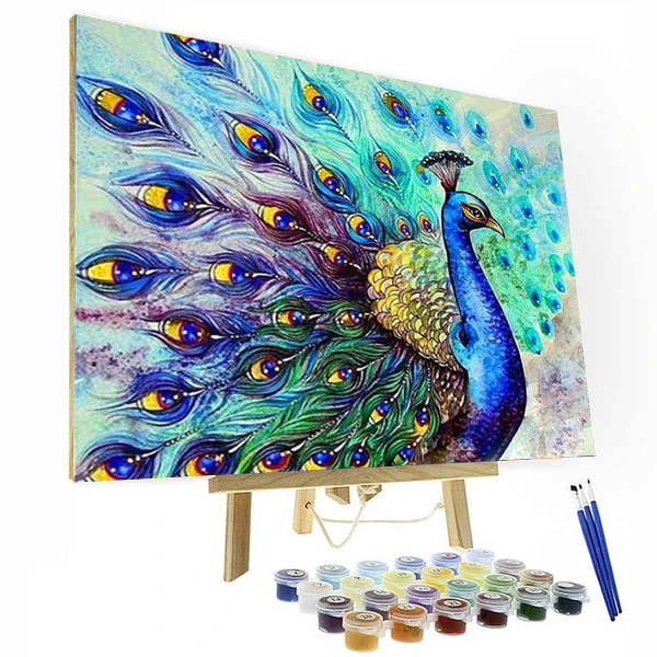 Peacock Elegance Paint By Number Painting Set