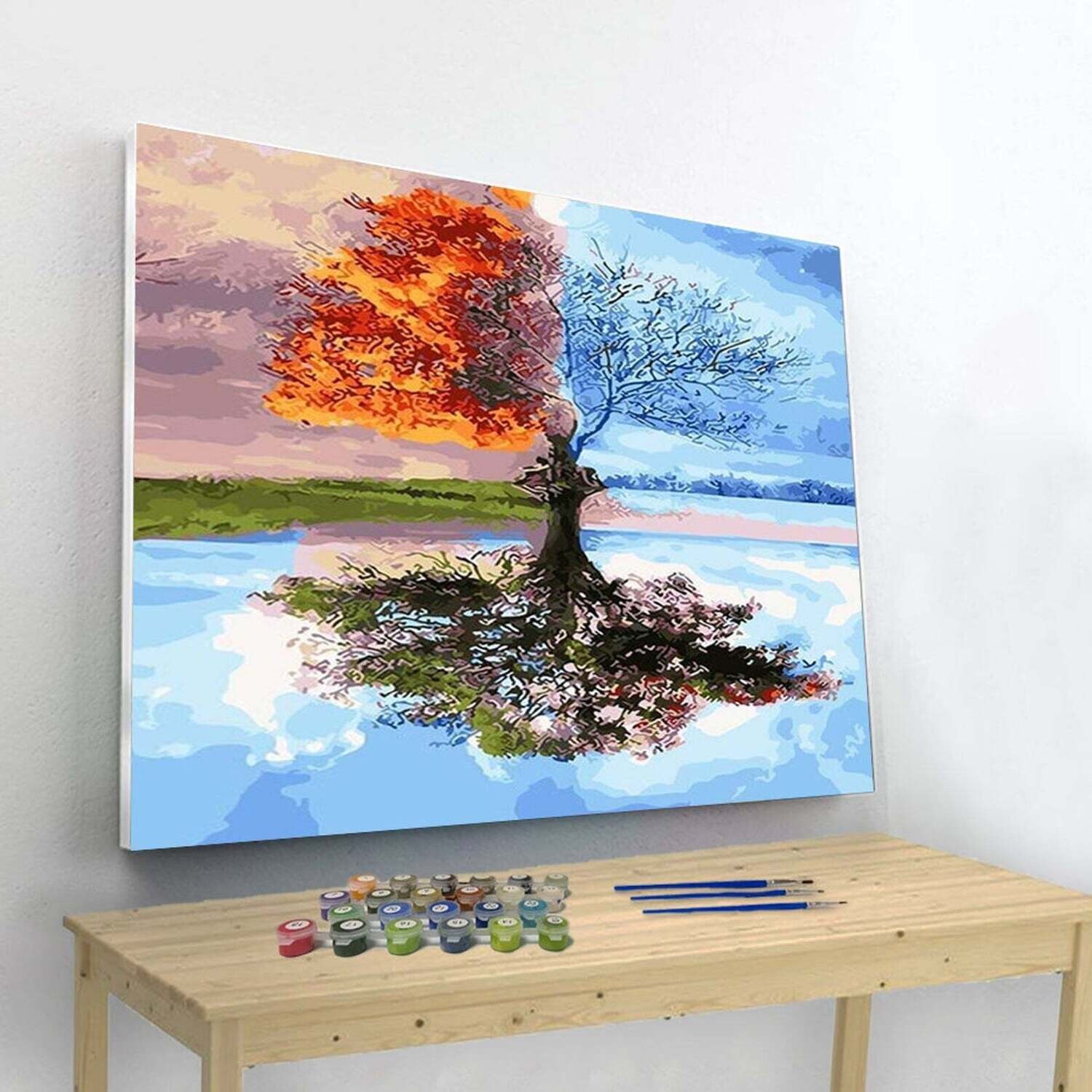 Tree of Four Seasons Paint By Number Painting Set