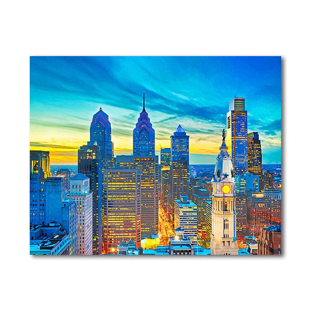 Philadelphia Pennsylvania Downtown Paint By Number Painting Set