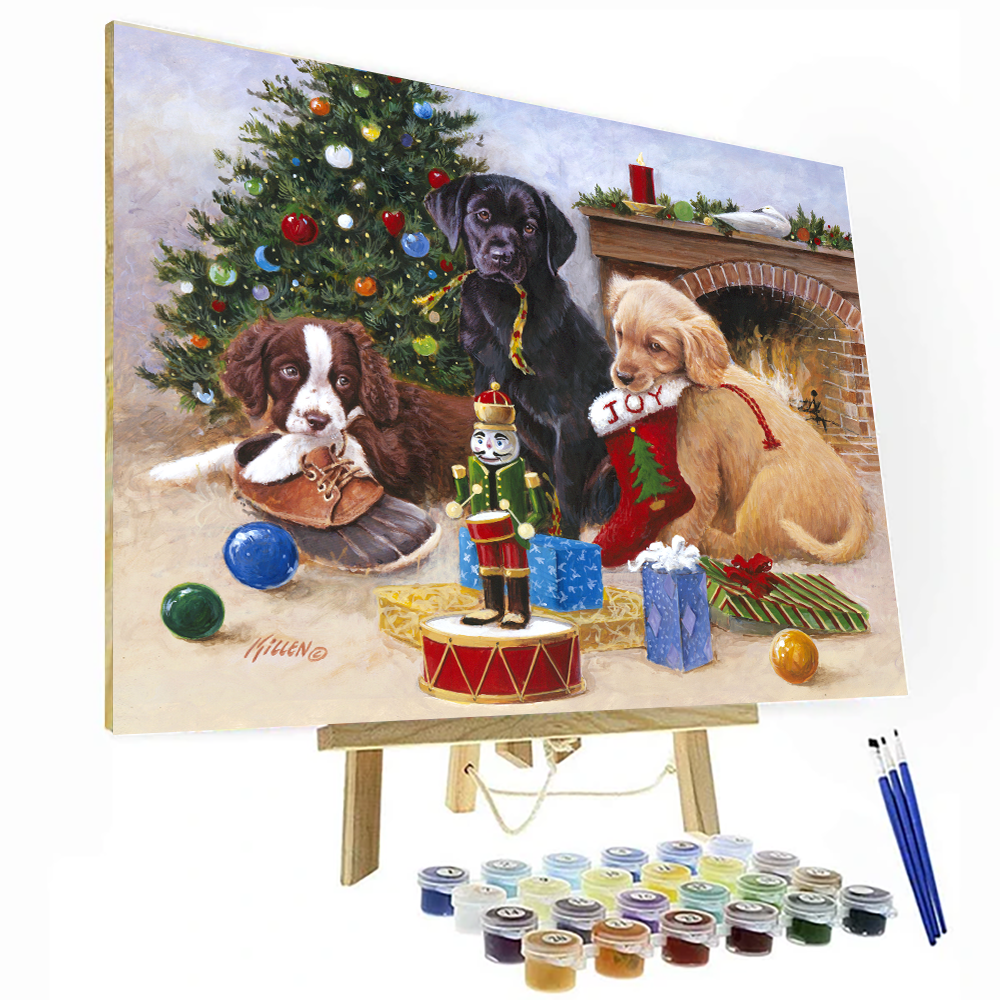Mischief Under the Tree Paint By Number Painting Set