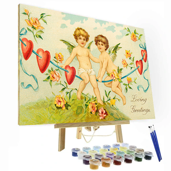 Two Cupids Paint By Number Painting Set