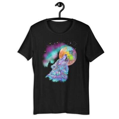 Colorful Howling Wolf Short-Sleeve Unisex T-Shirt