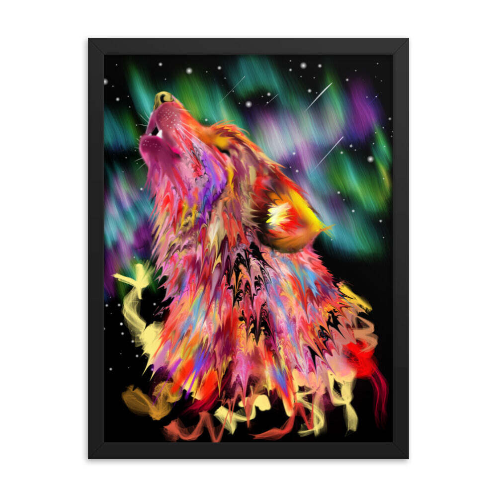 Red Galaxy Wolf Framed poster