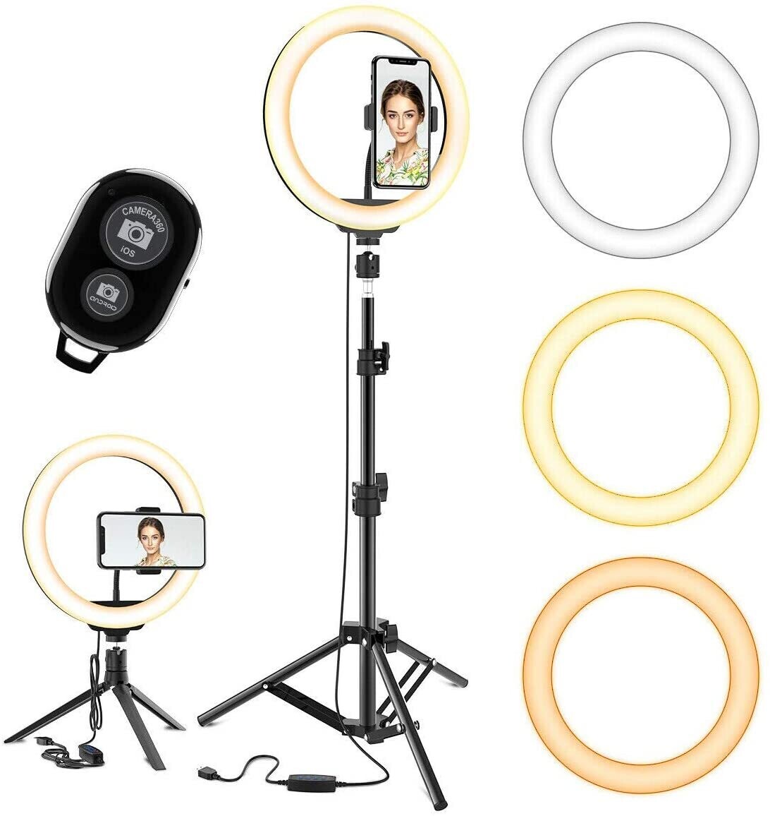 LED Tik Tok Ring Light with Tripod Stand Phone Holder Ringlight Stand for Makeup Tiktok Live Zoom Halo Light 5 Core
