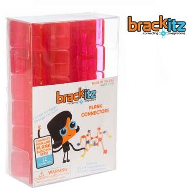 Brackitz Plank Building Toy Connectors, 12 pc Add-On Set (Pink)