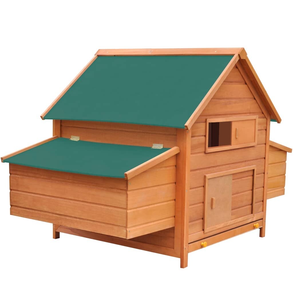 vidaXL Chicken Coop Wood Hen Poultry Run w/Double Nest Box Wooden Multi Colors