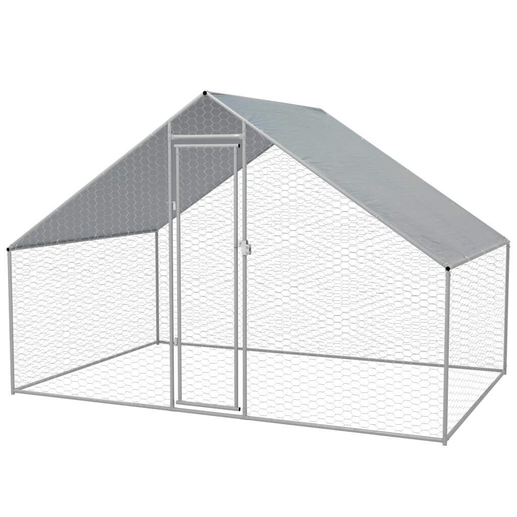 vidaXL Outdoor Chicken Cage Galvanized Steel Houses Hen Runs Coops Multi Sizes