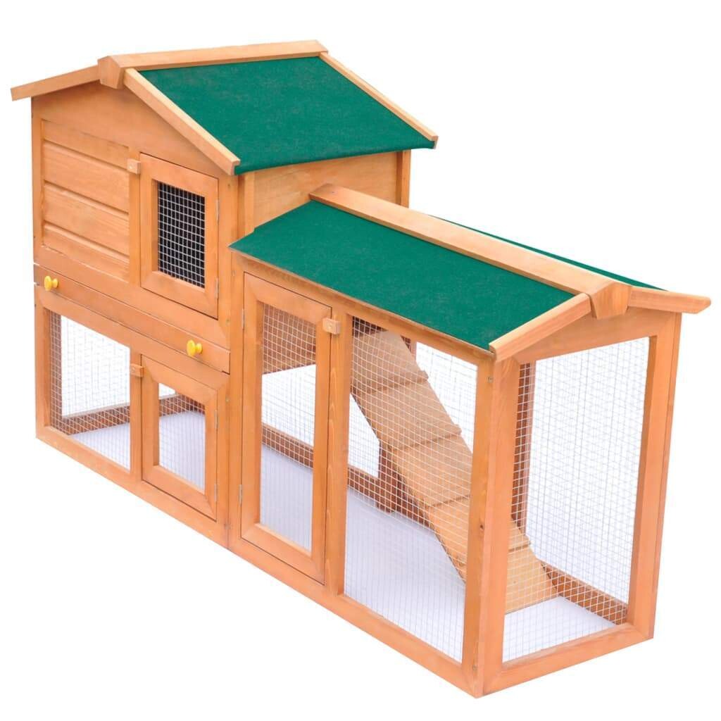 vidaXL Outdoor Large Rabbit Hutch Wood Pet Cage House Enclosure Multi Colors