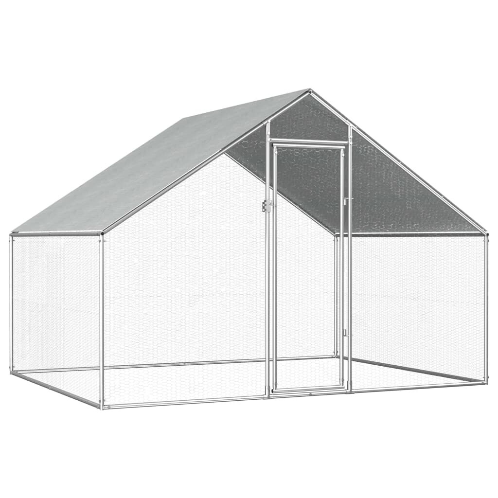 vidaXL Outdoor Chicken Cage Galvanized Steel Animal Cage House Multi Sizes