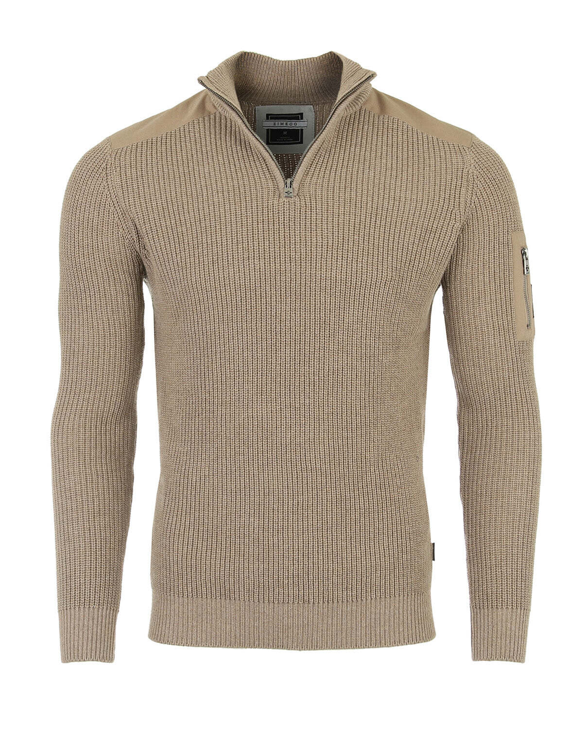 ZIMEGO Mens Long Sleeve Pullover Quarter Zip Mock Neck Polo Sweater