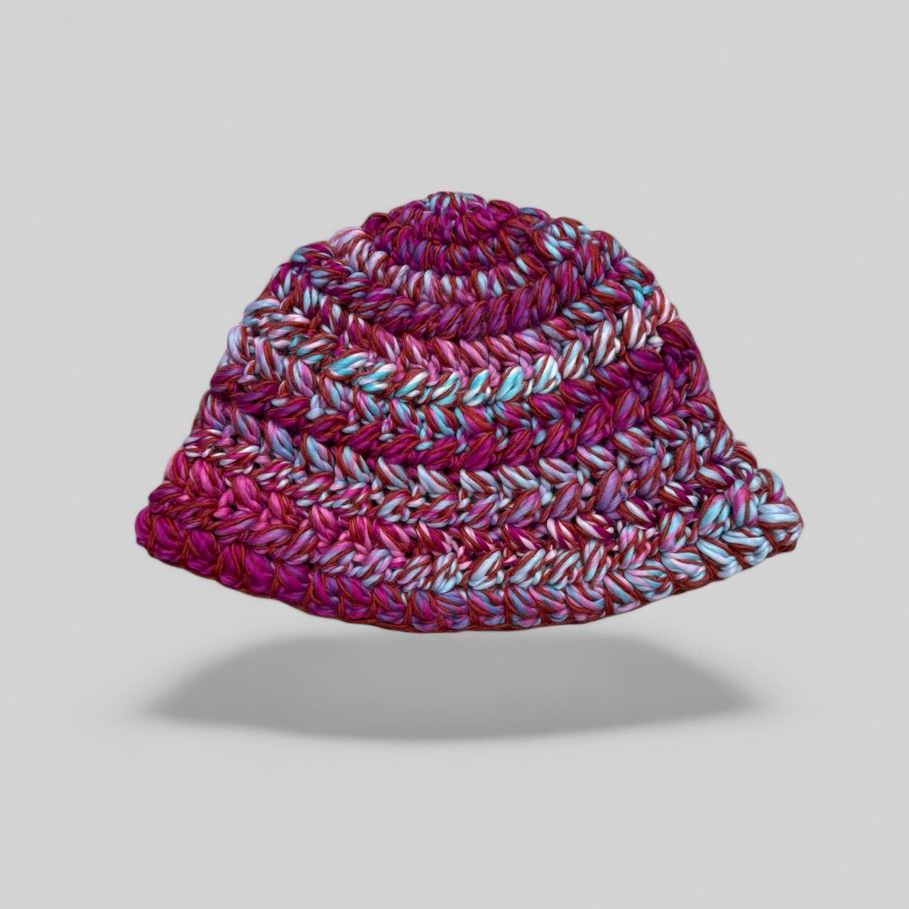 PURPLE MULTI COLOR CROCHET BUCKET HAT