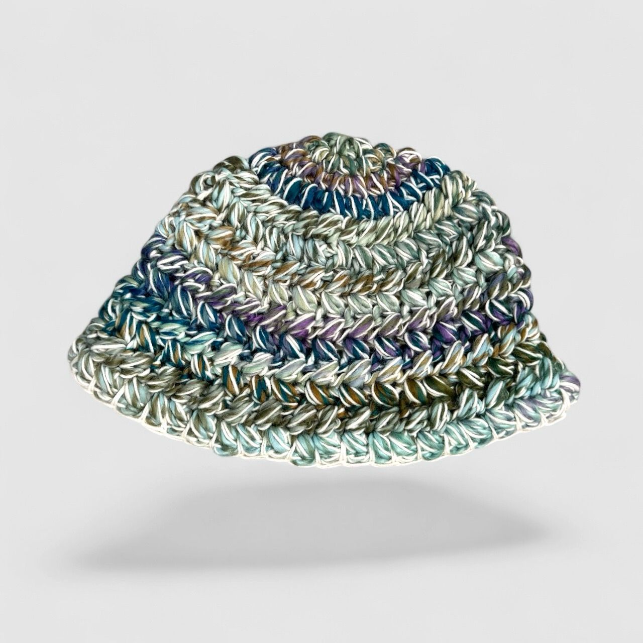 GREEN MULTI COLOR CROCHET BUCKET HAT