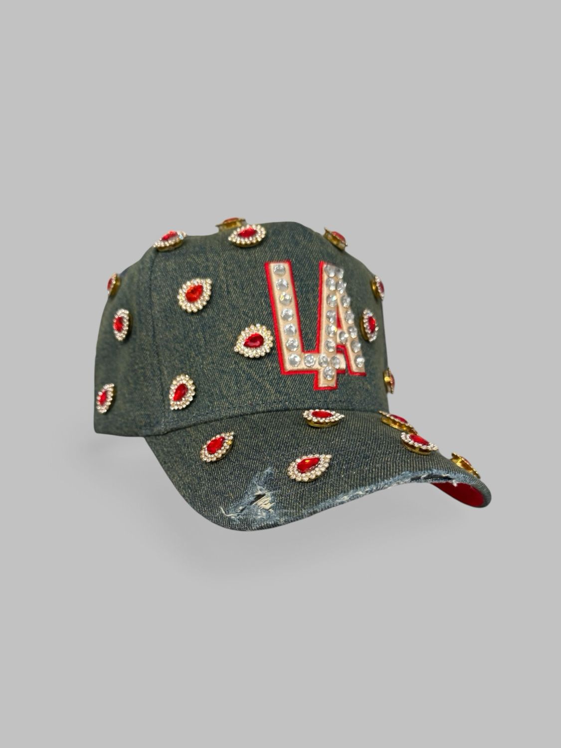 LA- RED RHINESTONES/DENIM