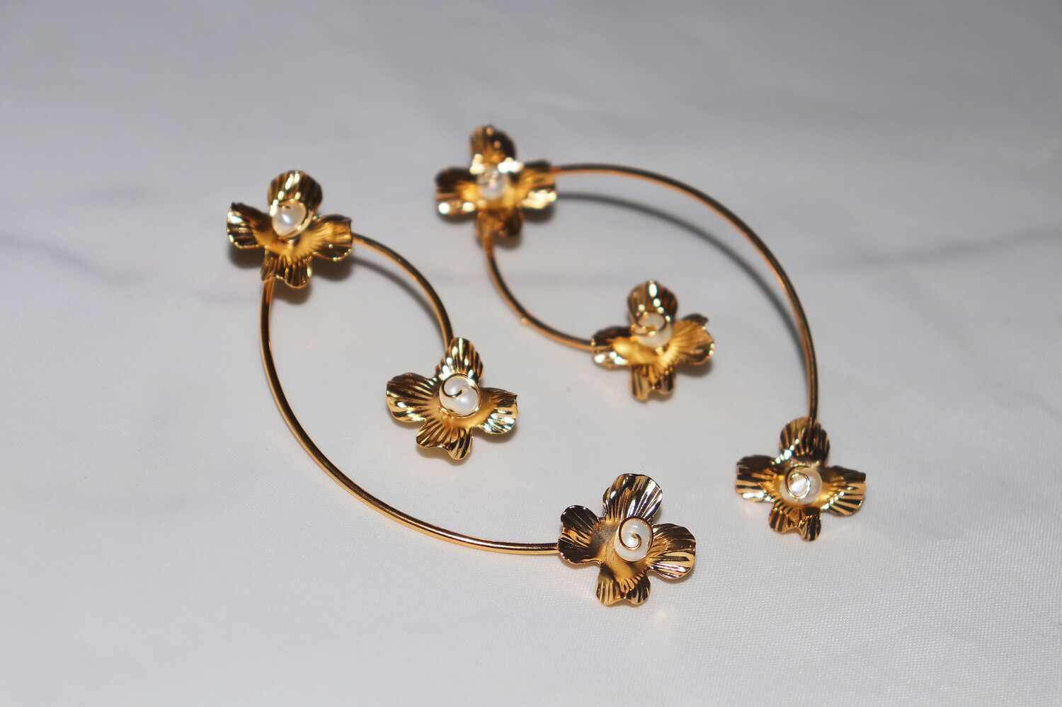 Gold Plated Pearl Flowered Branch