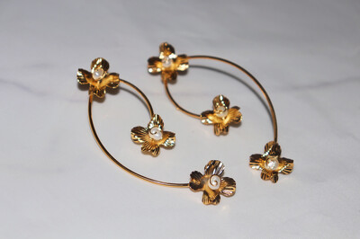 Gold Plated Pearl Flowered Branch