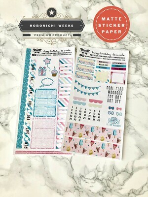 Happy Birthday Weekly Sticker Kit | Planner stickers for Hobonichi Weeks