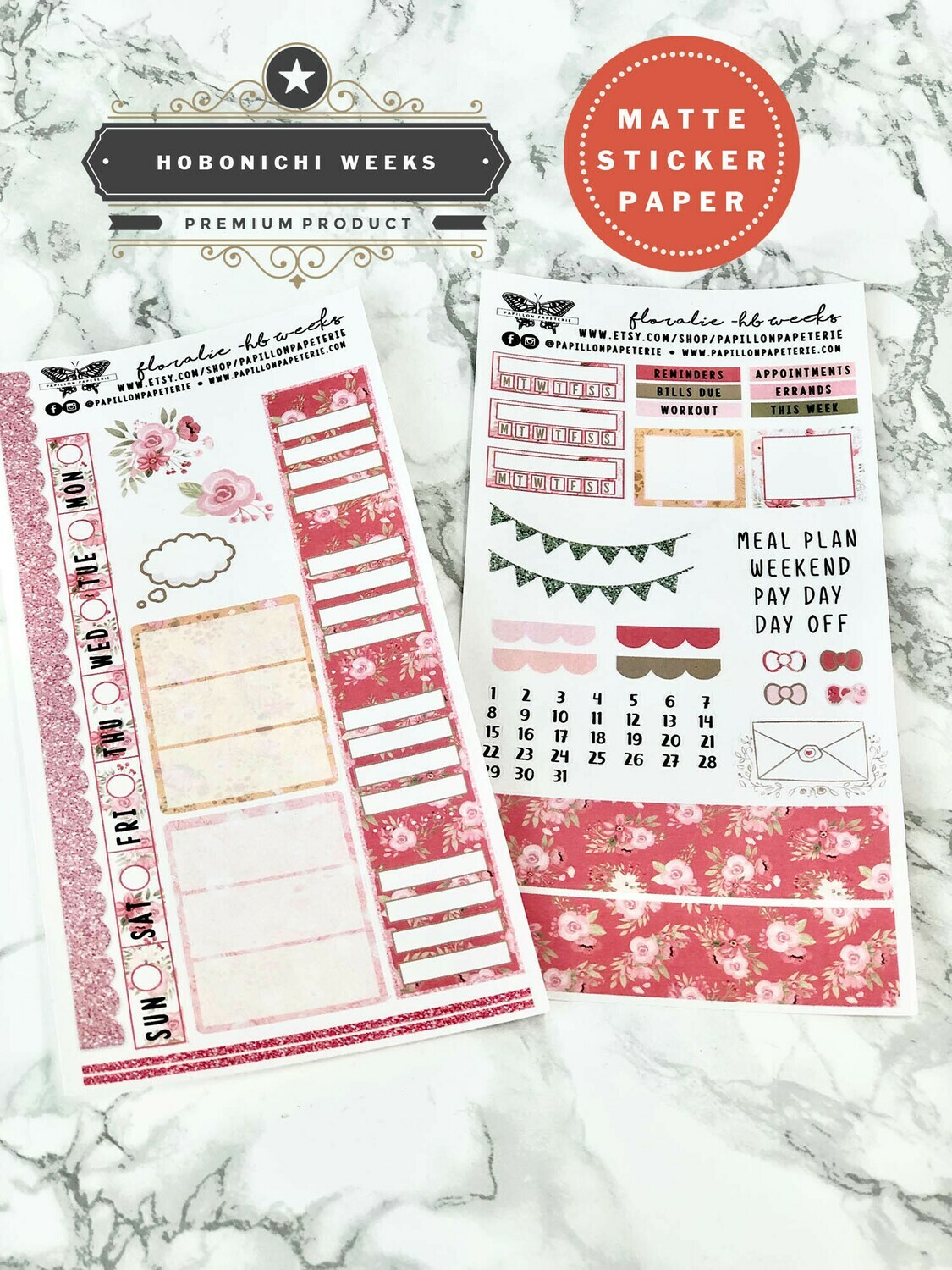 Floralie Weekly Sticker Kit | Planner stickers for Hobonichi Weeks