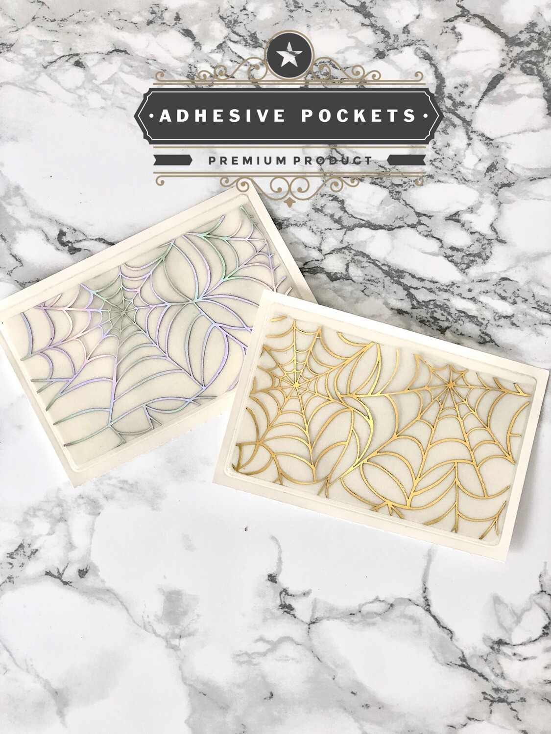 Foiled Cobweb Adhesive Planner Sticker Pockets| Gold Holographic Functional Bujo TN Happy Planner A5