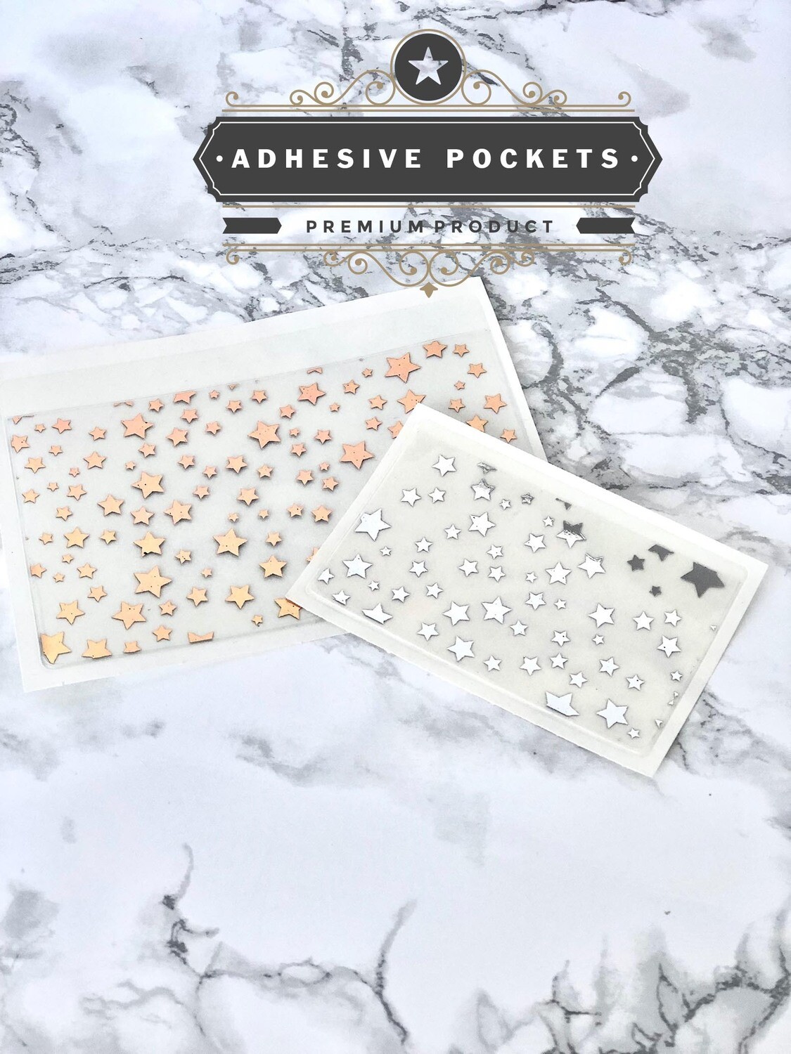 Foiled Stars Adhesive Planner Sticker Pockets| Gold Silver Rose Gold Functional Bujo TN Happy Planner A5