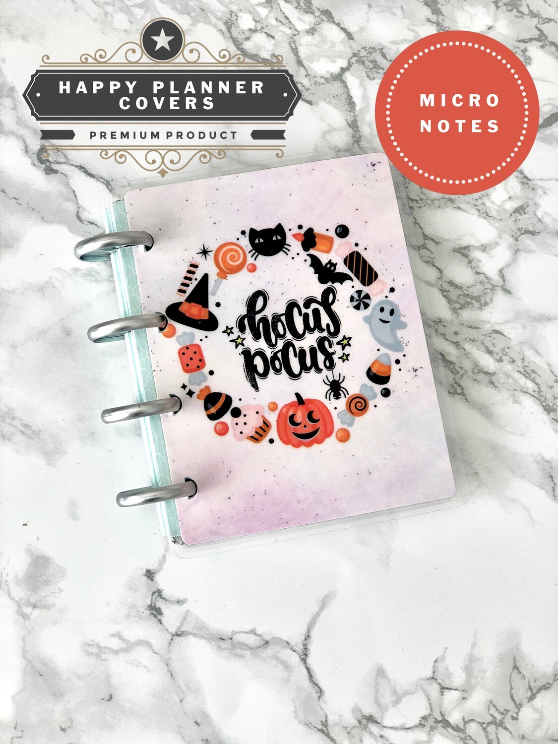 Papillon Papeterie | Hocus Pocus Happy Planner Micro Notes Cover | Cute Halloween Black Cat