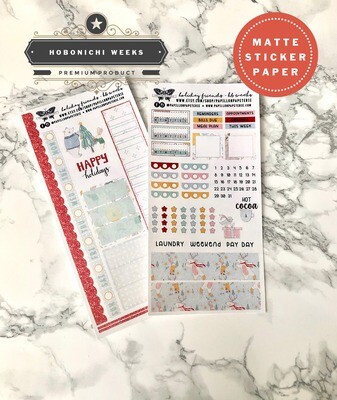 Holiday Friends Weekly Sticker Kit | Planner stickers for Hobonichi Weeks