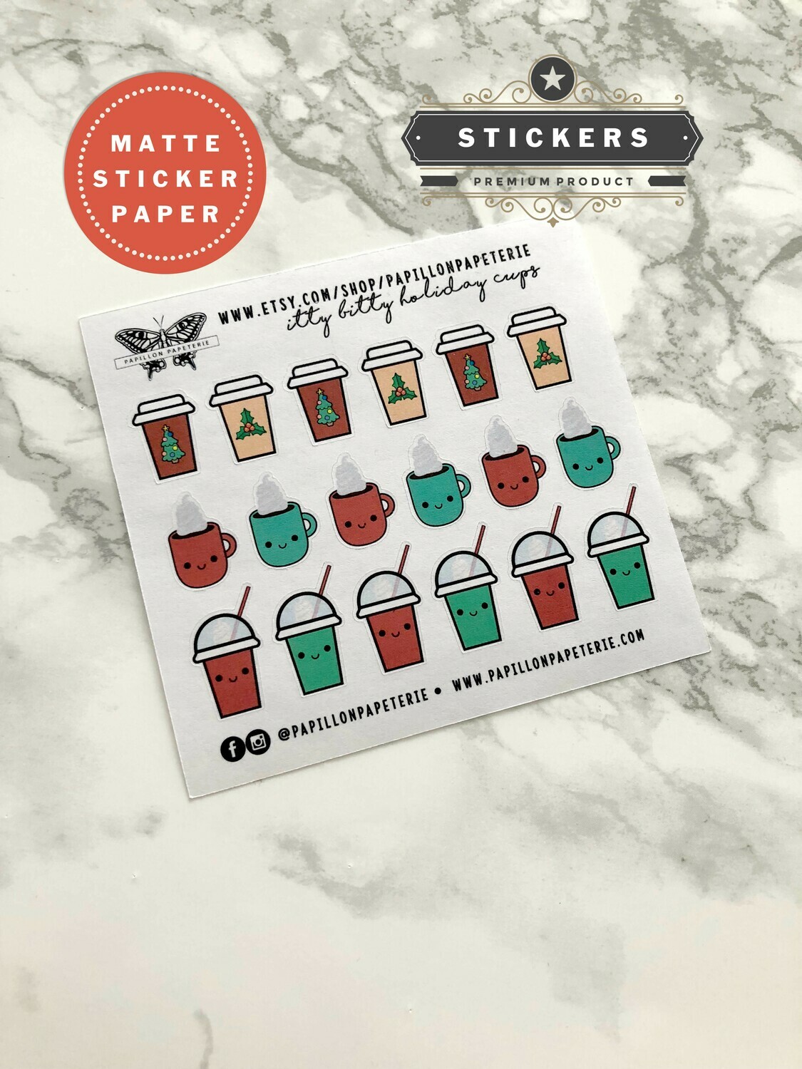 Holiday Season Coffee Cups | Cute Holiday Functional Planner Countdown Erin Condren Happy Planner