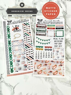 I Love Sushi Weekly Sticker Kit | Planner stickers for Hobonichi Weeks