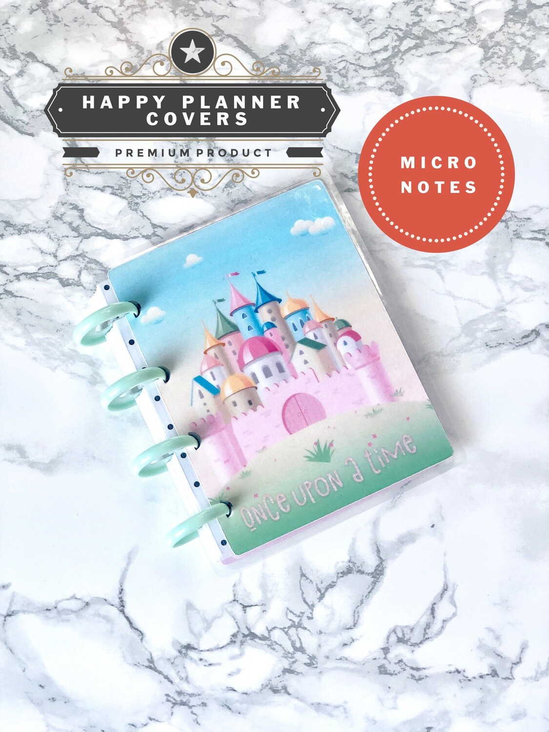Once Upon A Time Happy Planner Micro Notes Cover | Cute Ombre Castle Glitter Pastel