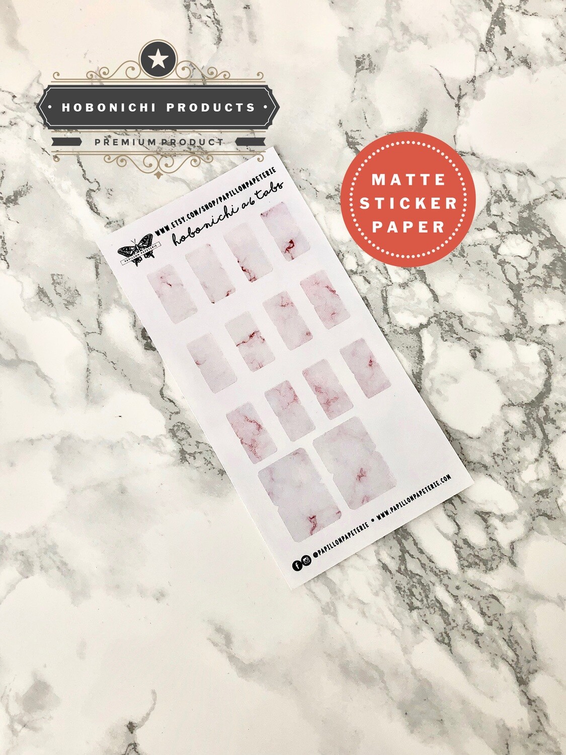 Pink Marble A6 Hobonichi Planner Monthly Tabs | Gold Silver Holo Rose Gold Functional Bujo TN A5