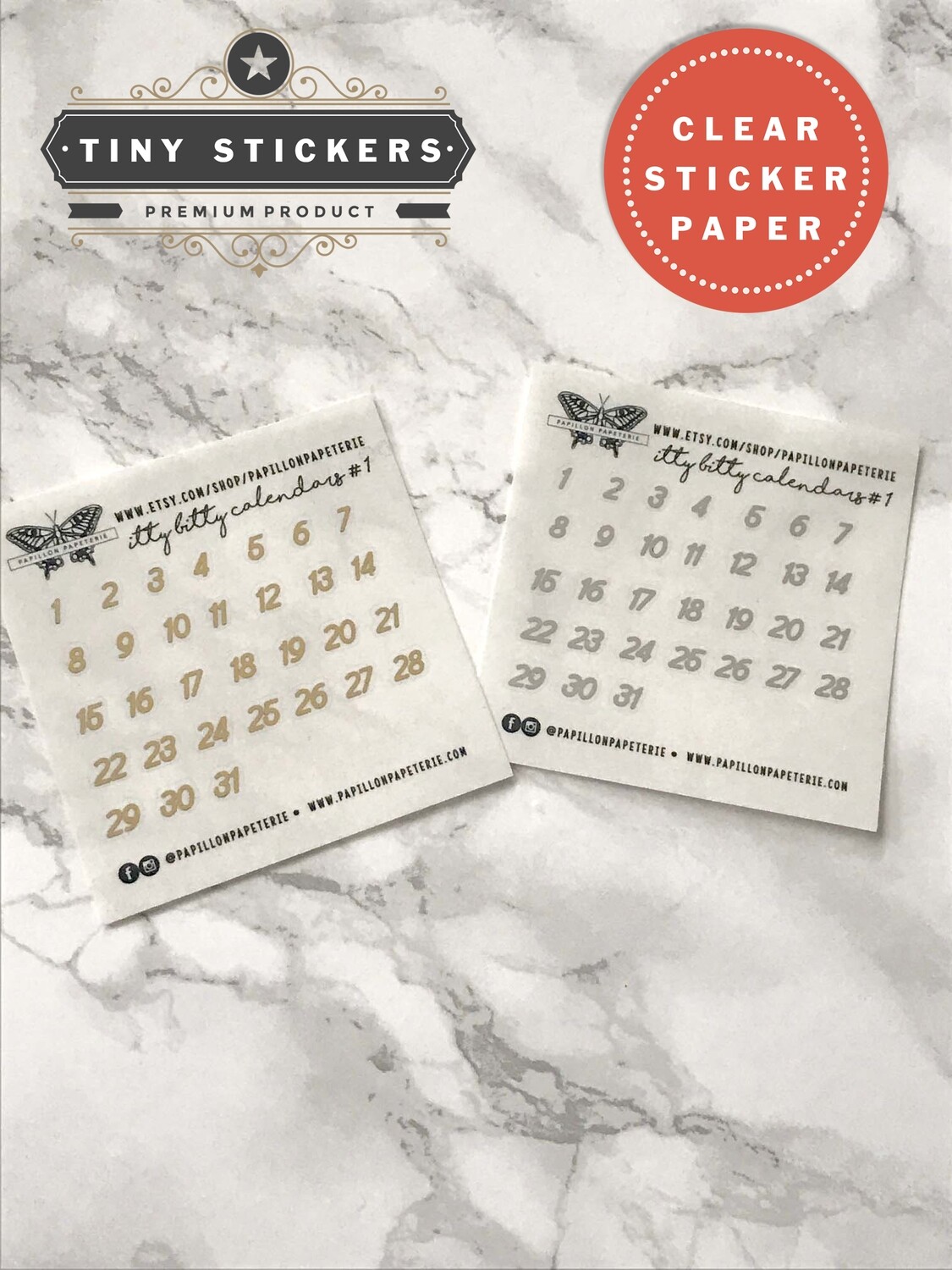 Itty Bitty Clear Alpha Calendar Foil Set #1  | Tiny Functional Planner Date Dots Stickers Erin Condren Happy Planner