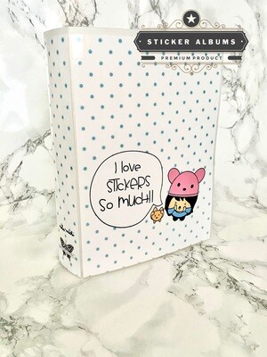 Mika+Michi Special Edition I Love Stickers So Much Sticker Album | Functional Polkadot Kawaii Cute 5x7 Laminate