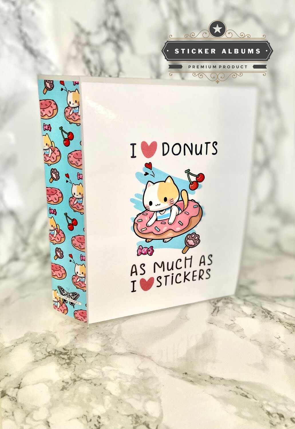 I Love Stickers Sticker Album | Functional Donut Cat Kawaii Cute 5x7 Laminate