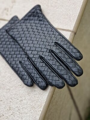 Перчатки из эко-кожи Bottega черные
