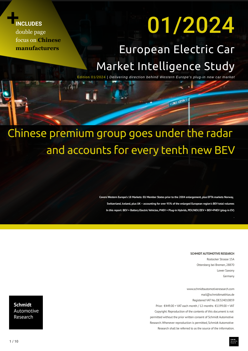The January 2024 Study – Chinese premium group goes under the radar and accounts for every tenth new BEV