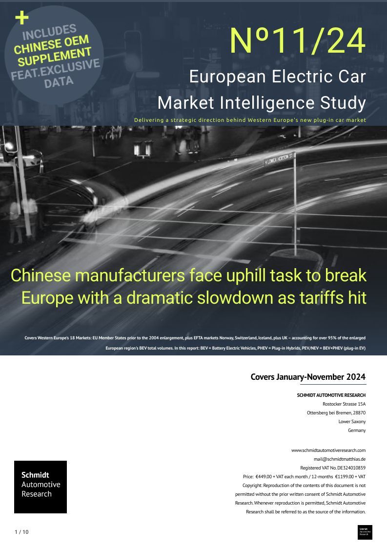 Edition No. 11 2024: Chinese manufacturers face uphill task to break Europe with a dramatic slowdown as tariffs hit