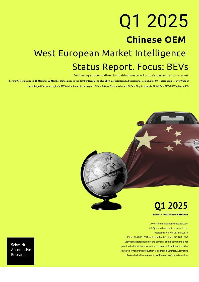 Q1 2025 Quarterly Chinese Passenger Car Manufacturer Performance Study focusing on BEV models. Western Europe with a forecast to 2030