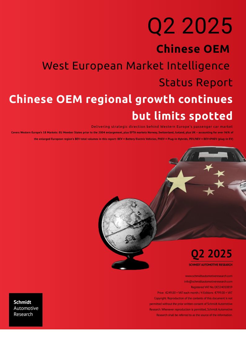 Annual Subscription (4 Editions) – Chinese Passenger Car Manufacturer Performance Study. Western Europe with a forecast to 2030.