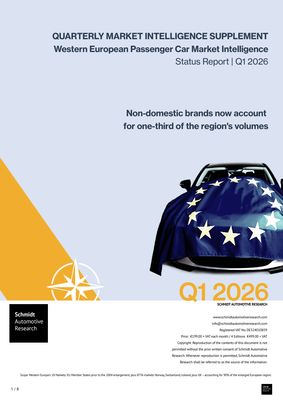 Q1/2026 Quarterly Auto Market Intelligence Supplement. Scope: West European Market Intelligence Status Report – All Fuels
