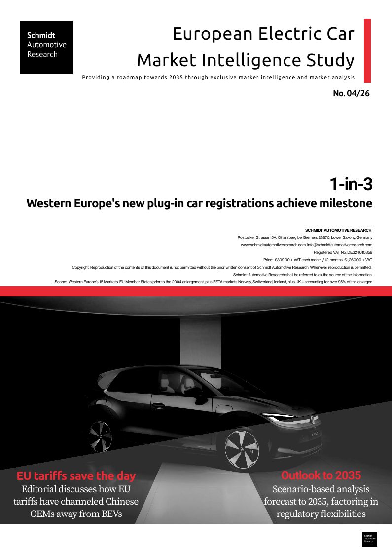 2026 No.4  European Market Intelligence Electric Vehicle Study: 1-in-3 – Western Europe's new plug-in car registrations achieve a milestone