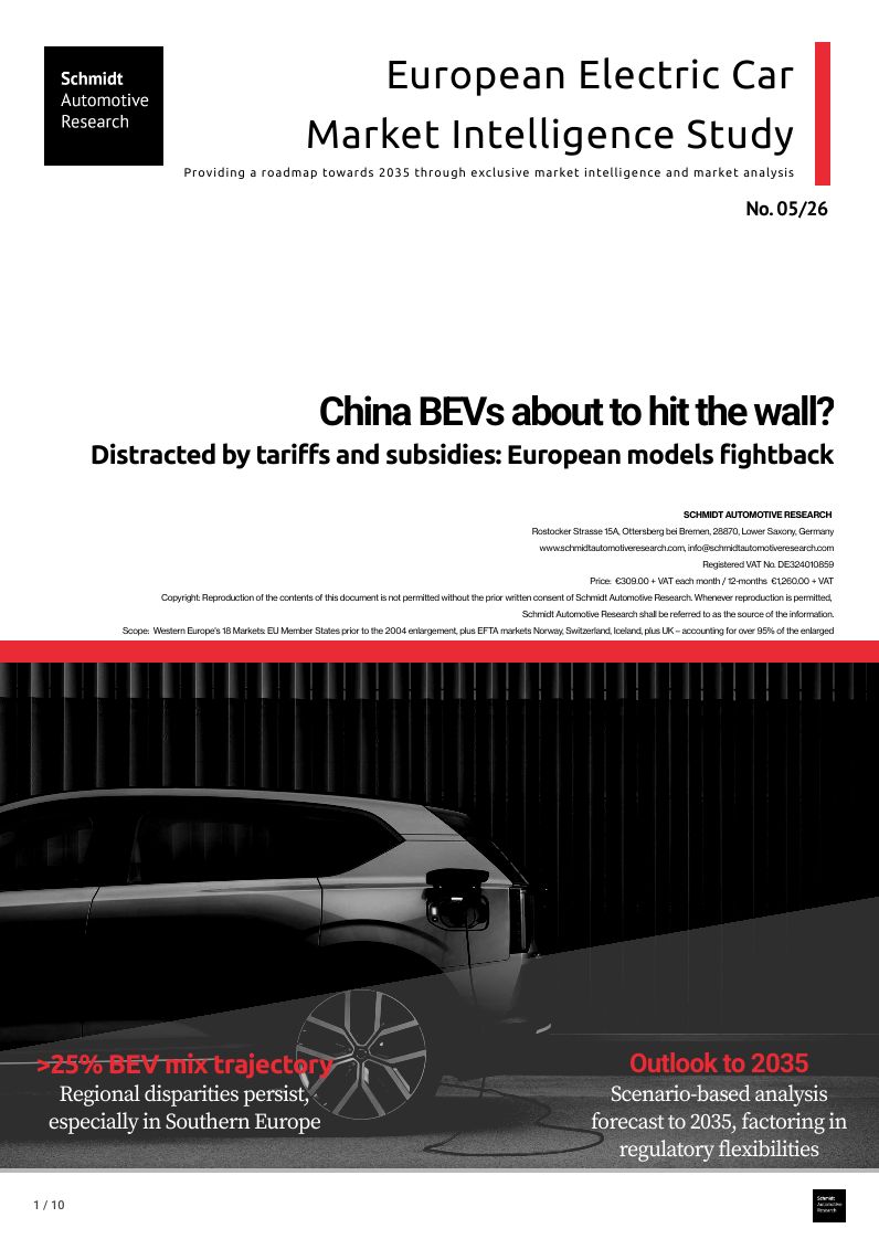 2026 No.5  China BEVs about to hit the wall? Distracted by tariffs and subsidies: European models fight back